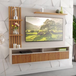 Painel Para TV Até 65 Polegadas Aurora Off White Ripado Viero