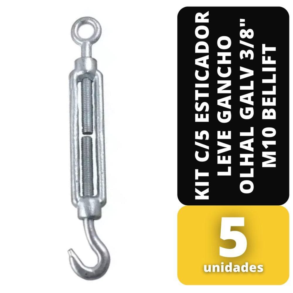 Kit C/5 Esticador Leve Gancho Olhal Galv 3/8" M10 Bellift
