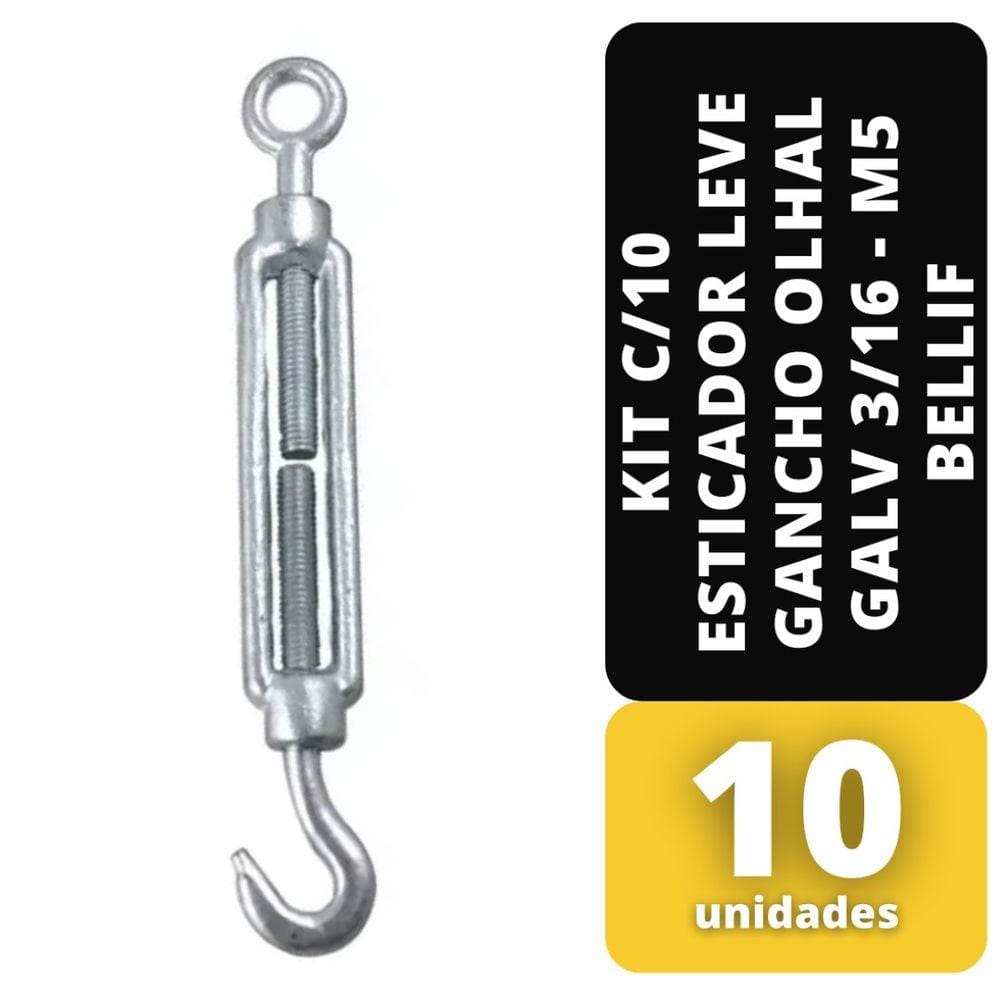 Kit C/10 Esticador Leve Gancho Olhal Galv 3/16 - M5 Bellift