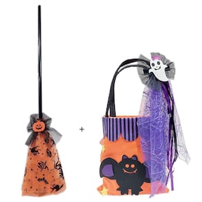 Kit Halloween Fantasia: Sacola Personalizada + Enfeite de Cabelo + Vassoura
