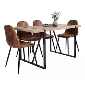 Conjunto Jantar Mesa + 4 Cadeiras Madeira E Aço - Houston