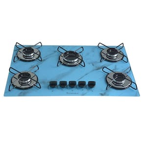 Fogão Cooktop Classic 5 Bocas Ultra Chama Marmorizado Azul