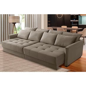 Sofá Retrátil e Reclinável 2,30m Mariah Veludo Capuccino Madelina Decor