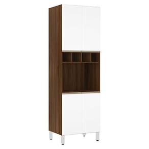 Paneleiro 70 Cm Nicho Para Microondas Dourado C/ Branco