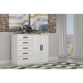 Cômoda para Quarto com Sapateira 5 Gavetas - Space-Branco - Móveis Novo Horizonte