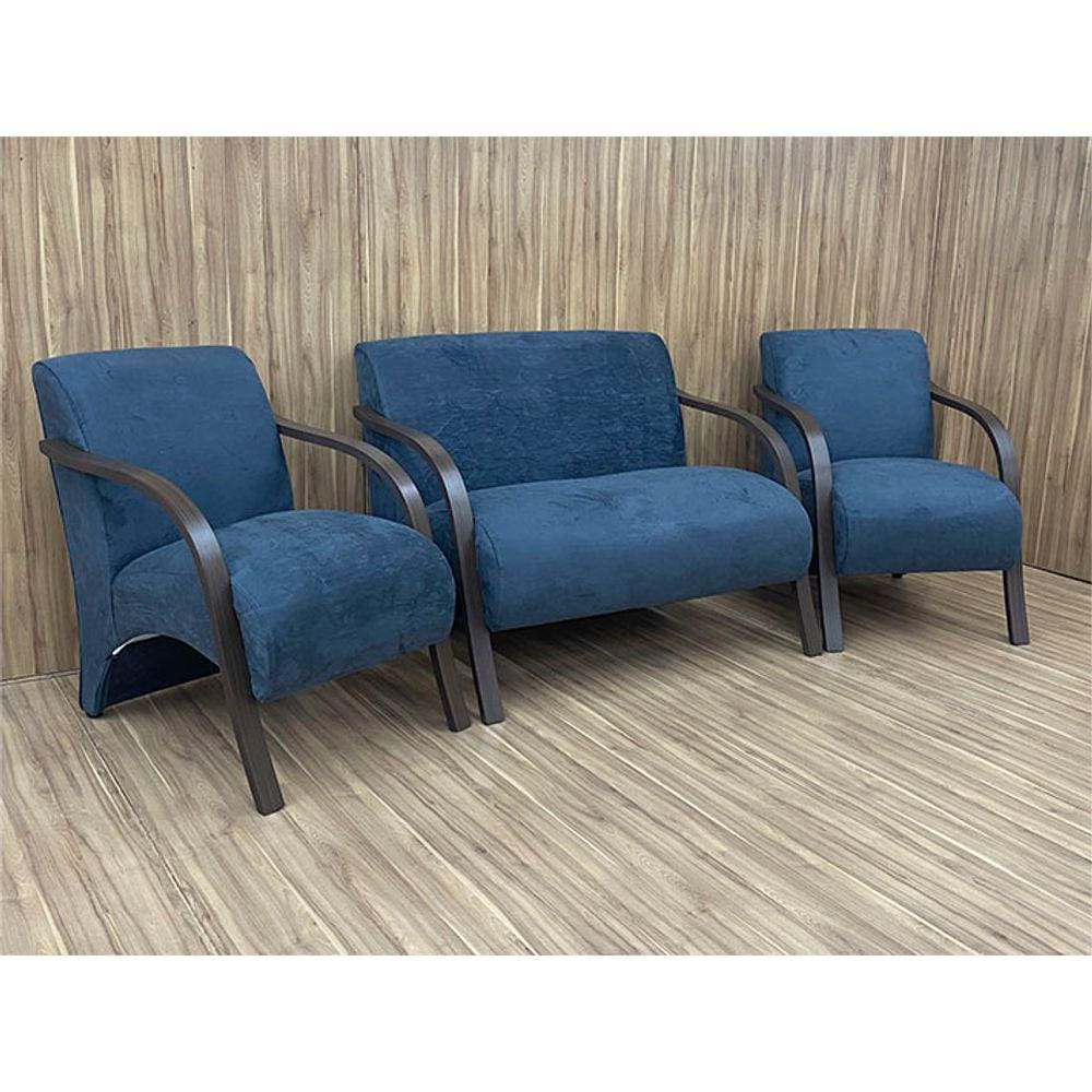 Conjunto Poltronas Braço Madeira Cinza 605 México