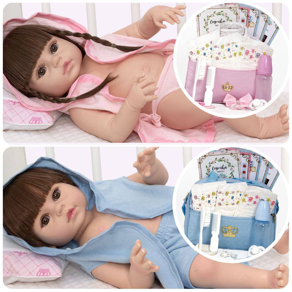 2 Bebes Reborn Casal Gemeos 100% Silicone Menino Menina Bolsa Acessórios