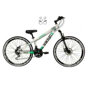 Bicicleta Aro 26 Vikingx Tuff 21v Alumínio Freio Hidráulico a Disco Aros Vmaxx Pretos - Branco\Verde X25