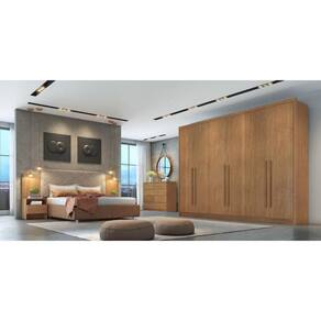 Guarda Roupa Casal 100% MDF 6 Portas 8 Gavetas - Robust -Cumaru - Móveis Novo Horizonte