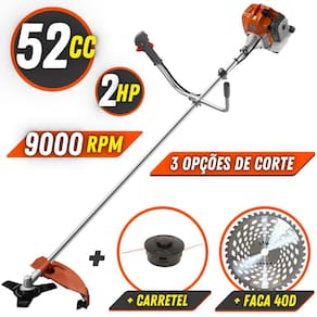 Roçadeira Á Gasolina Profissional Tekna RL520ACN-TK 52cc + Lâmina Circular Vídea de 40 Dentes 255mm 1,3mm e Furo 25mm Com Anel Redutor Para Furo 20mm