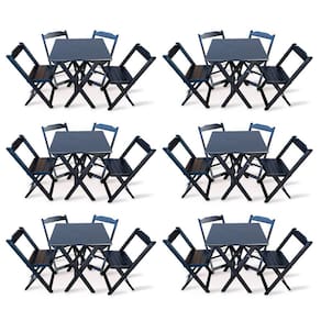 Kit 6 Conjunto com Jogo de Mesa 70x70 com 4 Cadeiras Dobráveis - Preto