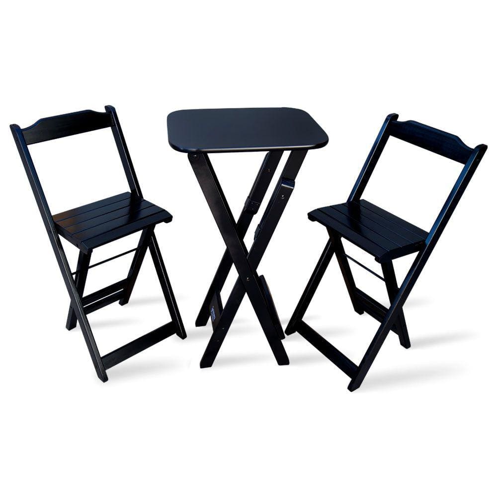 Jogo Dobravel Bistro com 2 Cadeiras - Preto