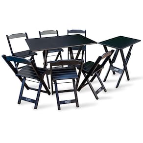 Conjunto De Mesa Dobrável 1,10x70 Com 6 Cadeiras Mais Mesa Aparador Tarimatã Para Area Gourmet - Pre