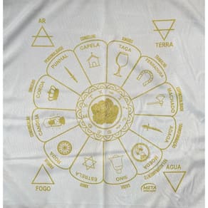 Toalha Tecido Jogo de Cartas Cigana 70 x 70 cm Branca