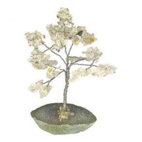 Árvore da Felicidade 15 Cm Pedra Quartzo Branco Paz
