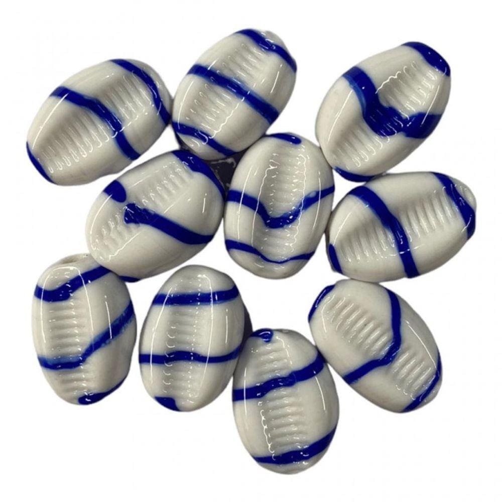 Kit c/10 Firmas Búzios 22mm Branco e Azul Murano Guias