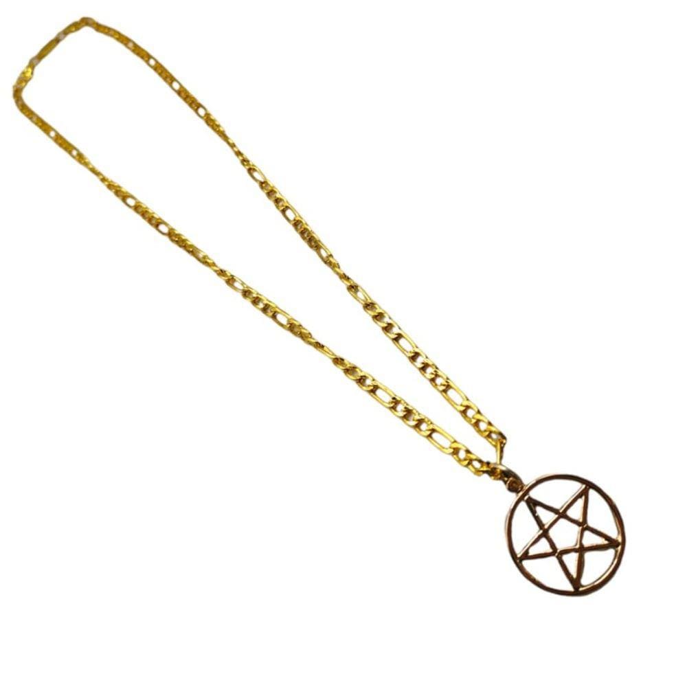 Corrente Pentagrama 3 cm Dourado em Metal