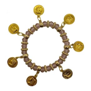 Pulseira Cigana Rosa Claro Cristal e Silicone