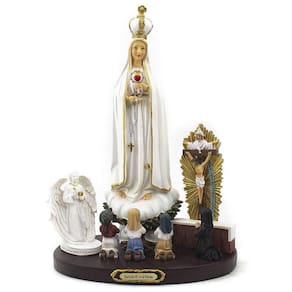Imagem Aparições De Nossa Senhora De Fatima Importada Resina 32 Cm