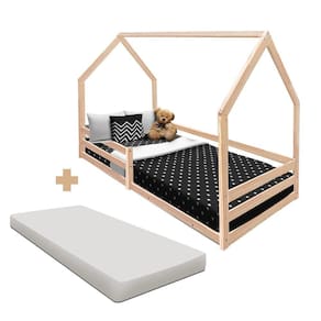 Cama Com Colchão Solteiro Montessoriana Casinha Em Madeira Maciça Naturale Amore Shop JM