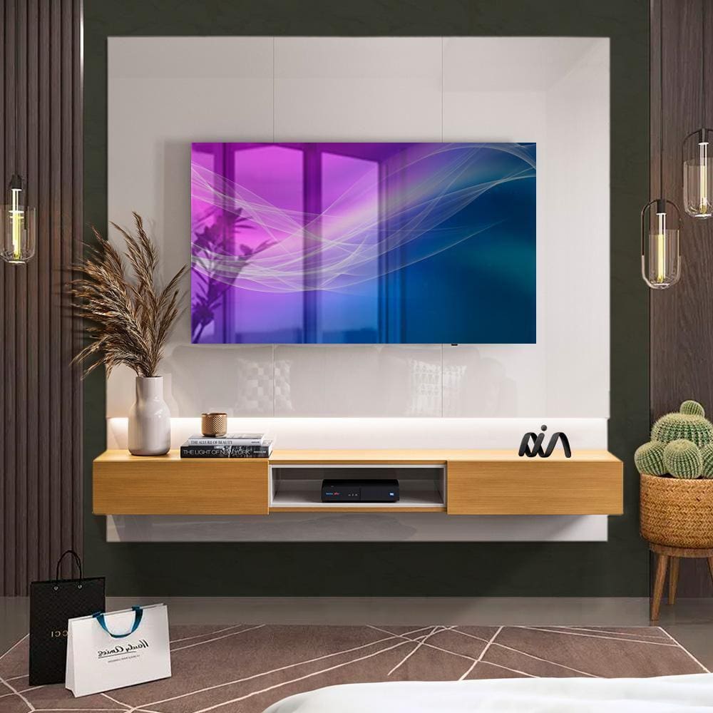 Painel TV Quarto Até 70 Polegadas Off White Marrom Pantera Shop JM - Off White