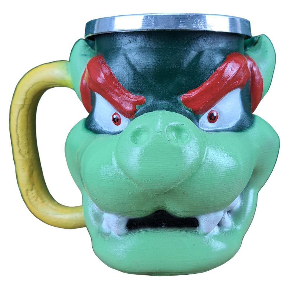 Caneca Criativa Super Mario Bros 3D Resina Bowser Koopa