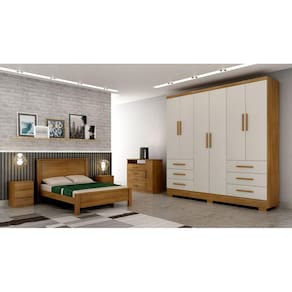 Guarda Roupa Solteiro com Pés 6 Portas 6 Gavetas - Encant-Cumaru off white - Móveis Novo Horizonte