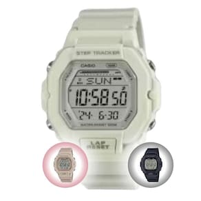 Relógio de Pulso Casio Esportivo Cronógrafo Prova Dágua 100 Metros Quartz Feminino Digital LWS-2200H Preto Nude Branco
