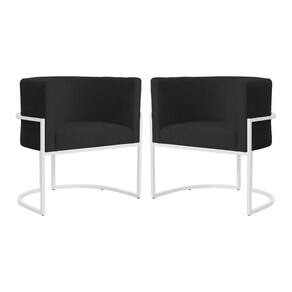 Kit 02 Poltronas Luna Base de Metal Branco Suede Escolha sua cor - W&D Decor