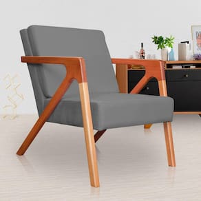 Poltrona com Braço de Madeira Zoe Estilo Moderno Suede Escolha sua cor - W&amp;D Decor
