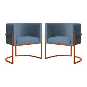 Kit 02 Poltronas Luna Base de Metal Bronze Linho Escolha sua cor - W&D Decor