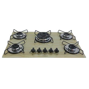 Fogão Cooktop Classic 5 Bocas Tripla Chama Amadeirado Claro