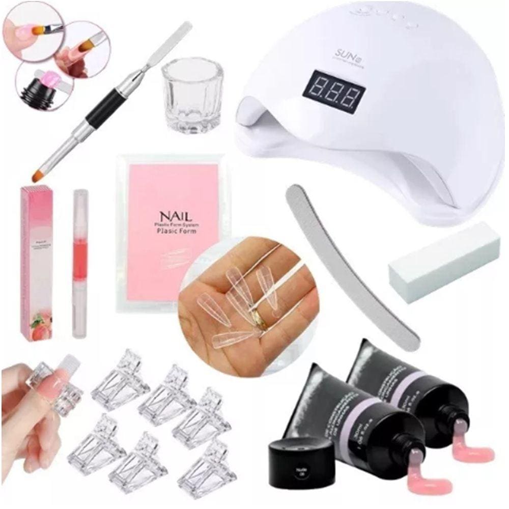 Kit Unhas Polygel: Cabine 48W + Alongamento F1