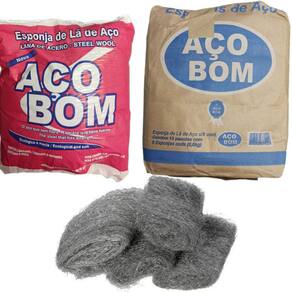 Esponja de Lã de Aço Aço Bom - Fardo com 12 pacotes (pacote com 8 unidades).