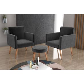 Conjunto 02 Poltronas Decorativas e 1 Puff Dallas -