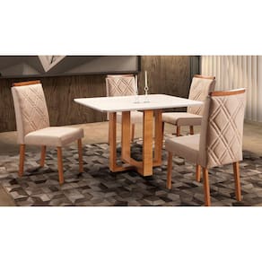 Sala de Jantar Completa com 4 Cadeiras 1,40x0,90 metros - Atlas Zurique - Art Salas