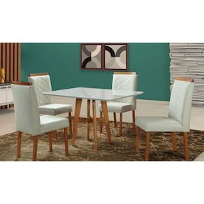 Sala de Jantar Completa Madeira Maciça com 4 Cadeiras 1,20 x 0,90 metros - Milão - Art Salas