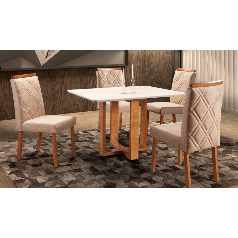 Sala de Jantar Completa com 4 Cadeiras 1,20x0,90 metros - Atlas Zurique - Art Salas