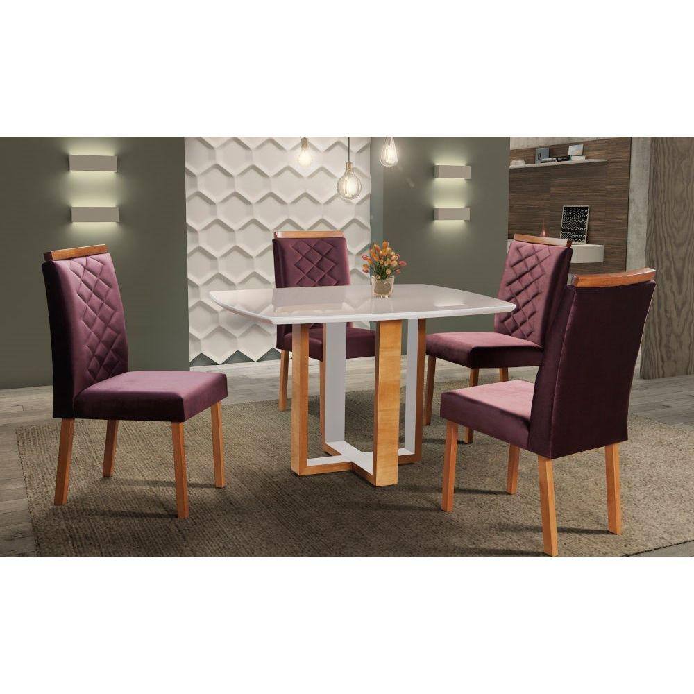 Sala de Jantar Completa com 4 Cadeiras 1,20x0,90 metros - Atlas Milão - Art Salas