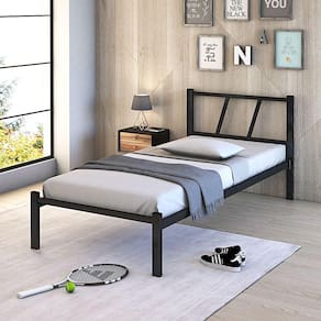 Cama De Ferro Alto Padrão Helena Solteiro Preto