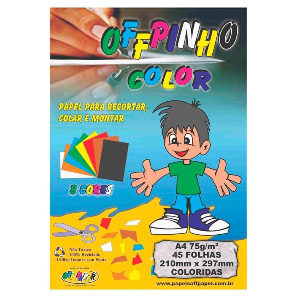 Papel Offpinho Color 45F A4 8 Cores Recortar, Colar E Montar