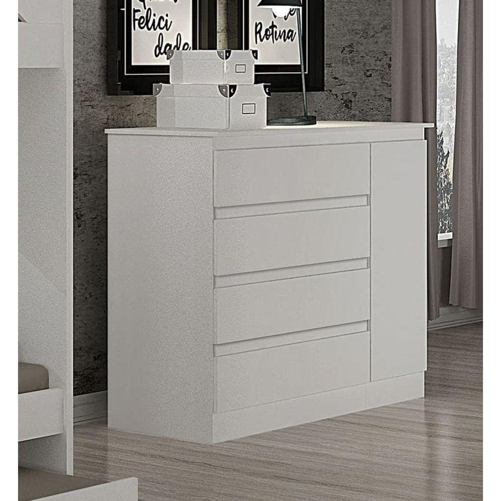 Cômoda para Quarto com Sapateira 4 Gavetas - 045-Neve - Star Móveis