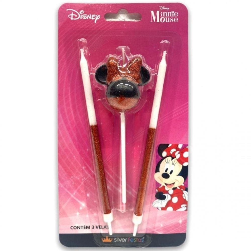 Vela Minnie 360 Meio Glitter Vermelha Silverfestas