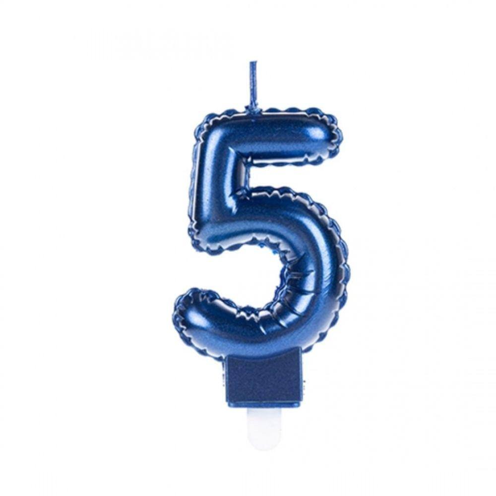 Vela Balão Azul Número 5 Silverfestas