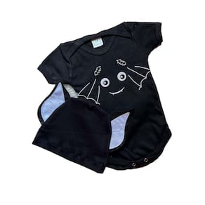 Conjunto Body Bebe + Touca Roupa Infantil Fantasia Halloween