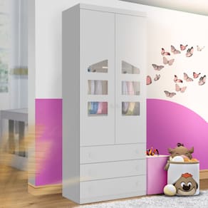 Guarda Roupa Infantil Eloísa 2 Portas 3 Gavetas 100% MDF Cor Branco - Phoenix Baby