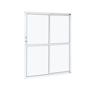 Porta de Aluminio Balcão 210x160cm 2 Folhas com Vidro Liso e Batente 7,9cm Cristal Ramassol