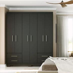 Guarda Roupa Casal 6 Portas 4 Gavetas Primacy Batrol Móveis Black