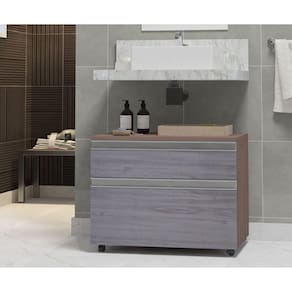 Gabinete para Banheiro com Rodízio 80cm 2 Gavetas Safira Inferior Contarini Rovere