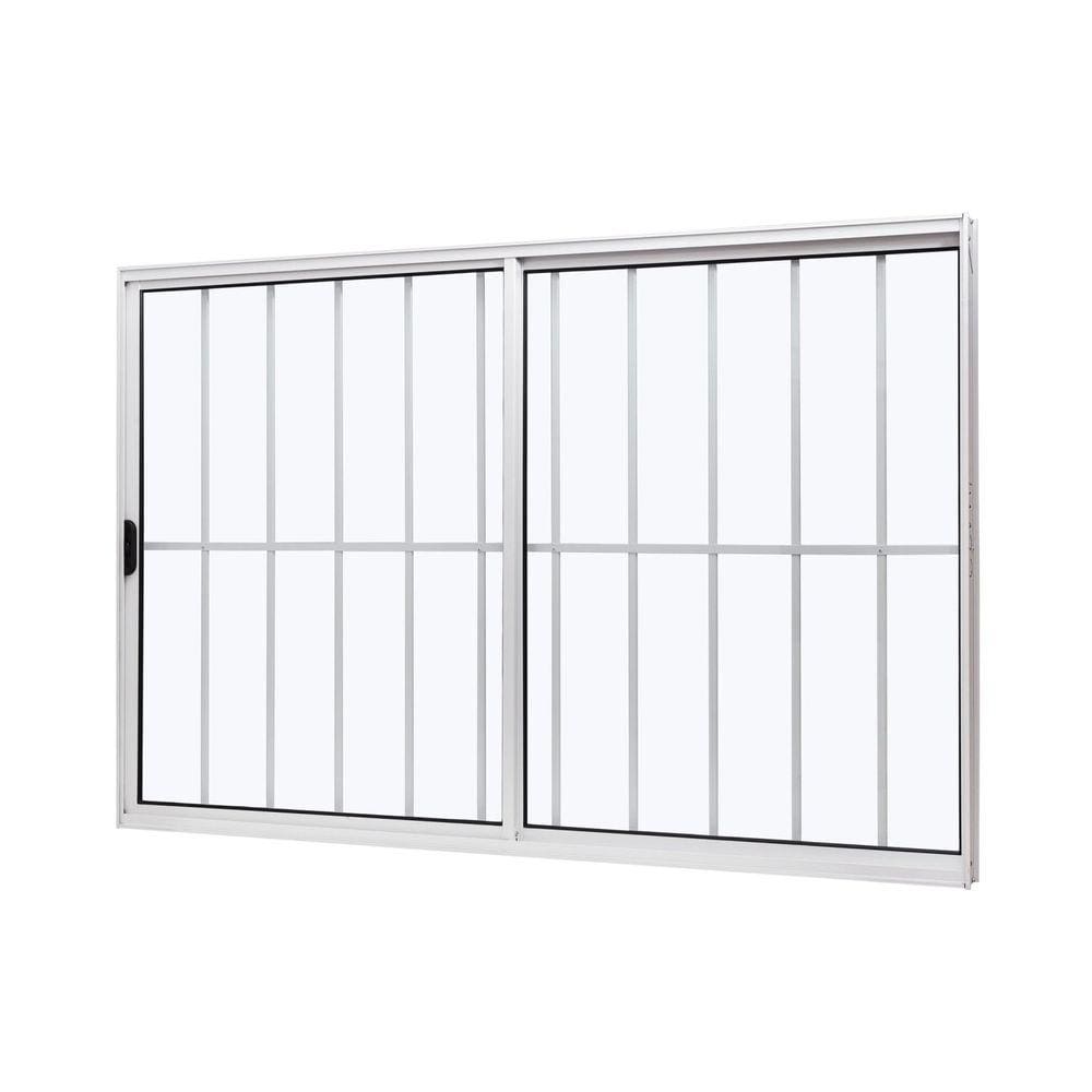 Janela de Alumínio de Correr 100x120cm 2 Folhas Com Grade e Vidro Liso Slim Modular Ramassol